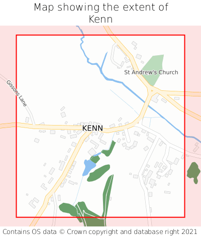 Map showing extent of Kenn as bounding box