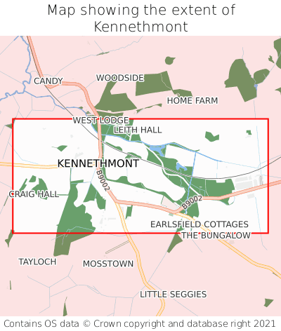 Map showing extent of Kennethmont as bounding box