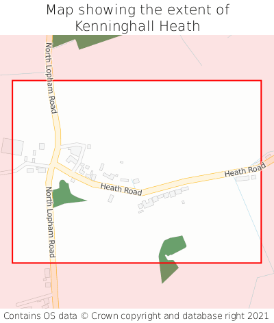 Map showing extent of Kenninghall Heath as bounding box