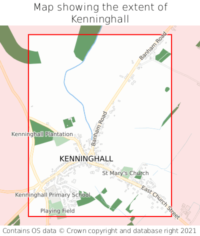 Map showing extent of Kenninghall as bounding box
