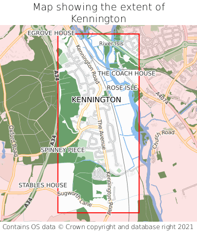 Map showing extent of Kennington as bounding box