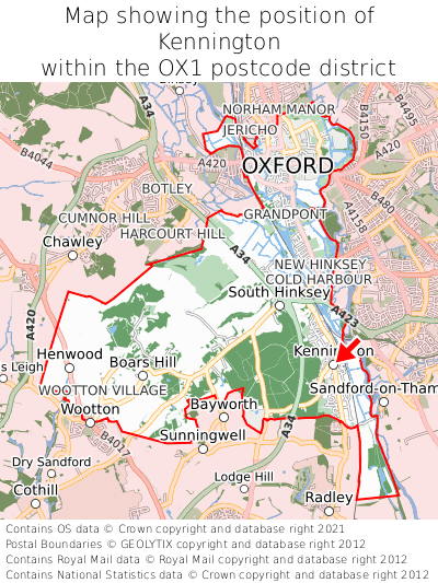 Map showing location of Kennington within OX1