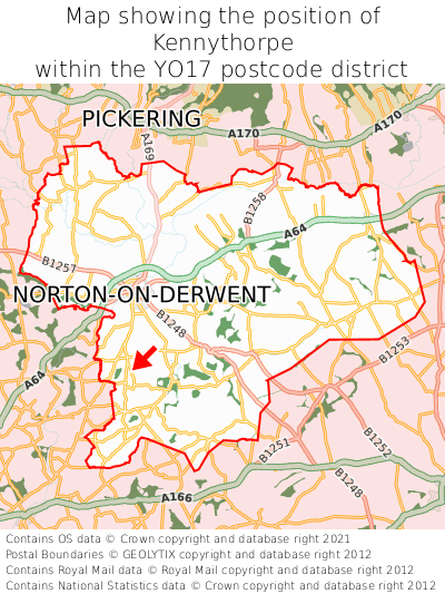 Map showing location of Kennythorpe within YO17
