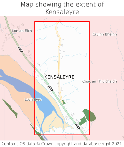 Map showing extent of Kensaleyre as bounding box