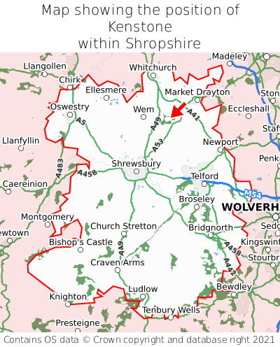 Map showing location of Kenstone within Shropshire