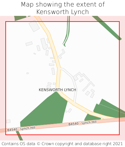 Map showing extent of Kensworth Lynch as bounding box