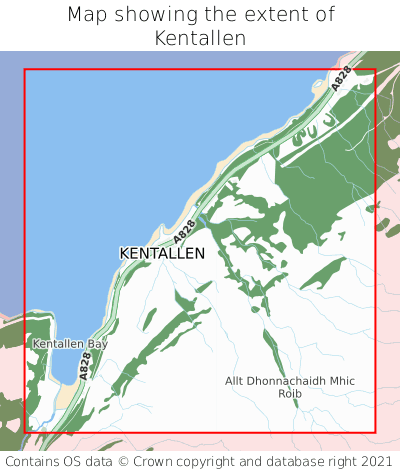 Map showing extent of Kentallen as bounding box