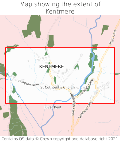 Map showing extent of Kentmere as bounding box
