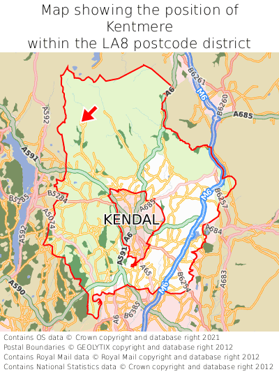 Map showing location of Kentmere within LA8
