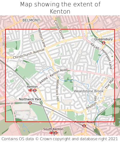 Map showing extent of Kenton as bounding box