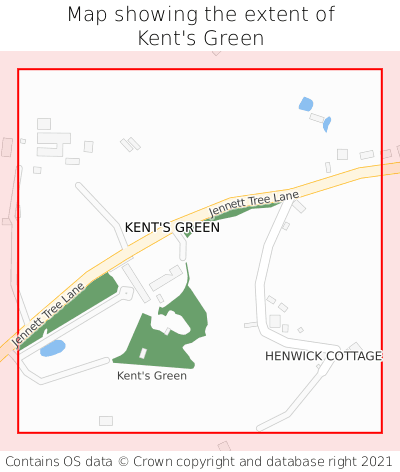 Map showing extent of Kent's Green as bounding box