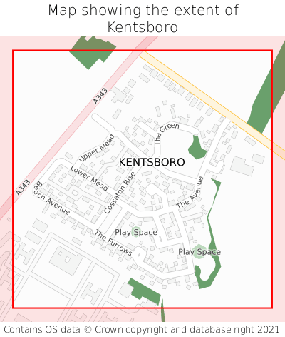 Map showing extent of Kentsboro as bounding box