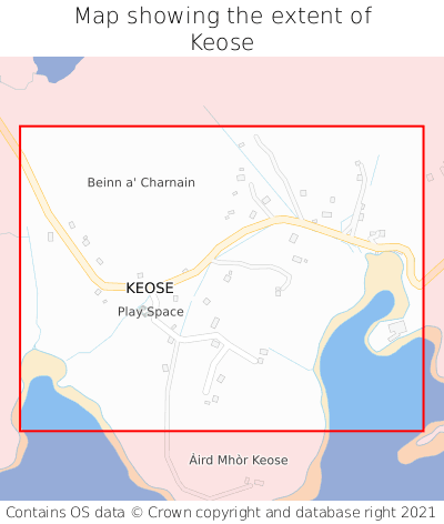 Map showing extent of Keose as bounding box
