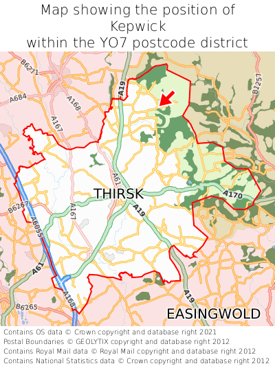 Map showing location of Kepwick within YO7
