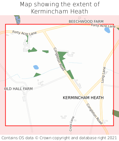 Map showing extent of Kermincham Heath as bounding box