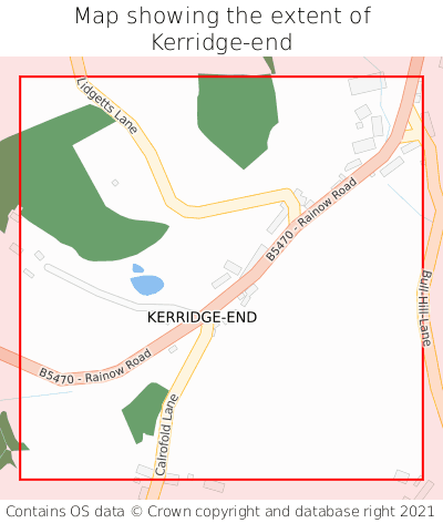 Map showing extent of Kerridge-end as bounding box