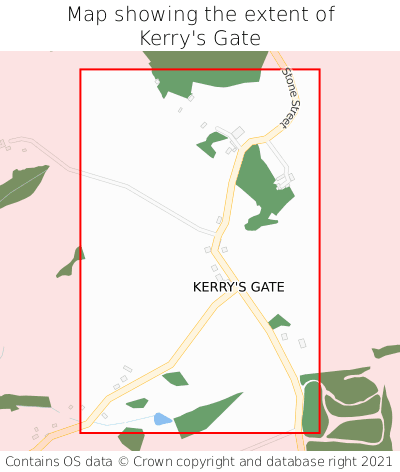 Map showing extent of Kerry's Gate as bounding box
