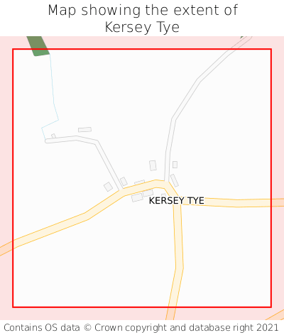 Map showing extent of Kersey Tye as bounding box