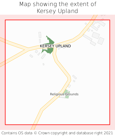 Map showing extent of Kersey Upland as bounding box