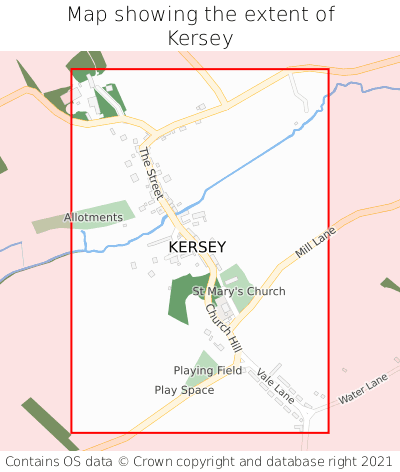 Map showing extent of Kersey as bounding box