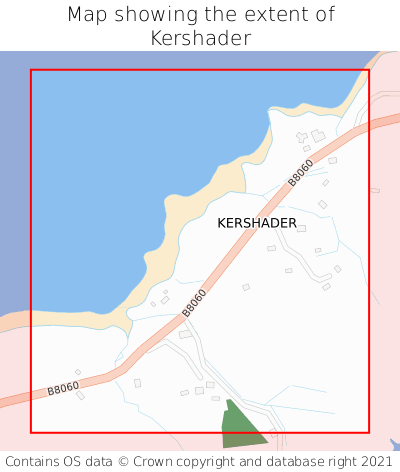 Map showing extent of Kershader as bounding box