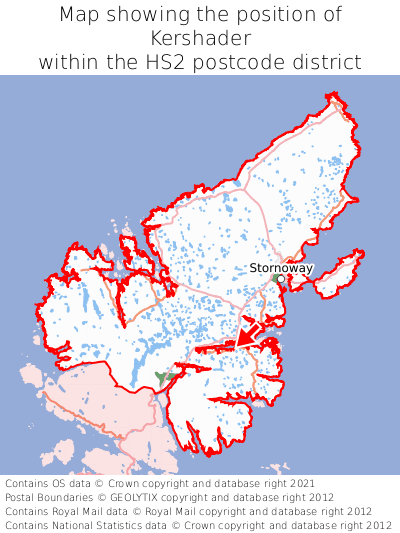 Map showing location of Kershader within HS2