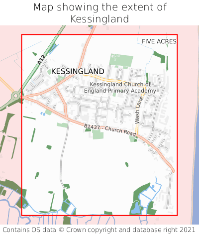 Map showing extent of Kessingland as bounding box