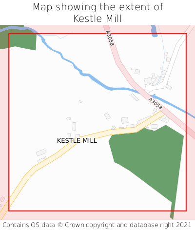 Map showing extent of Kestle Mill as bounding box