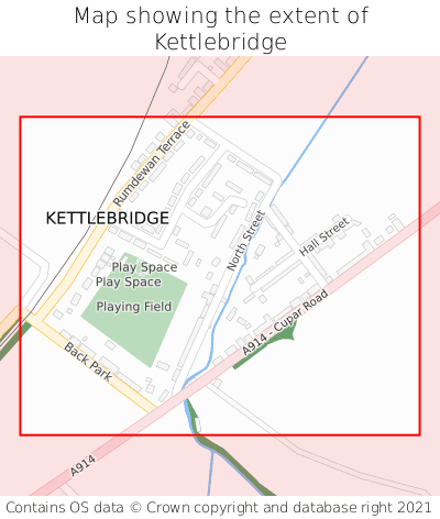 Map showing extent of Kettlebridge as bounding box