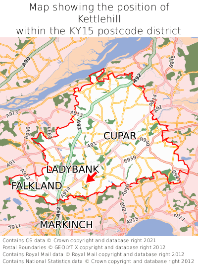 Map showing location of Kettlehill within KY15