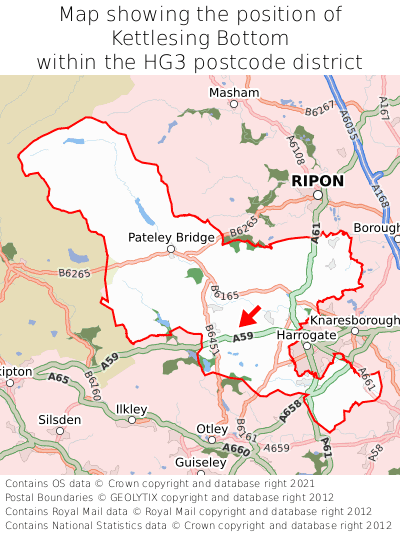 Map showing location of Kettlesing Bottom within HG3