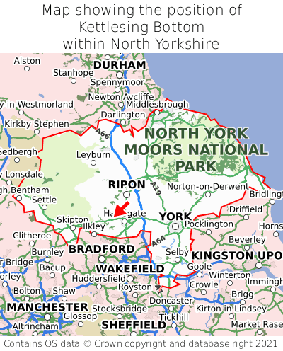 Map showing location of Kettlesing Bottom within North Yorkshire