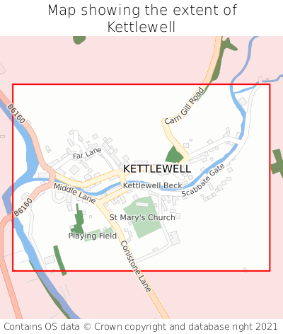 Map showing extent of Kettlewell as bounding box