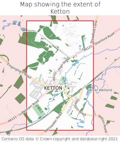 Map showing extent of Ketton as bounding box