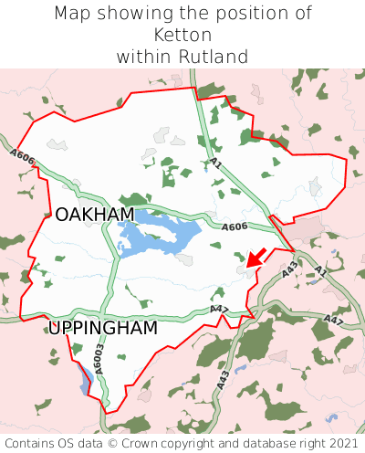 Map showing location of Ketton within Rutland