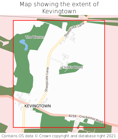 Map showing extent of Kevingtown as bounding box