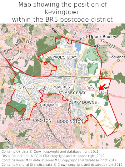 Map showing location of Kevingtown within BR5