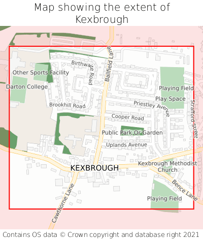 Map showing extent of Kexbrough as bounding box