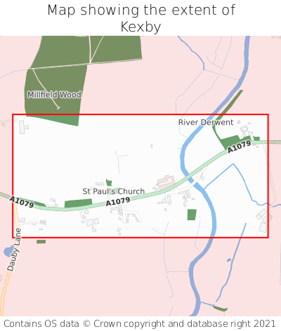 Map showing extent of Kexby as bounding box