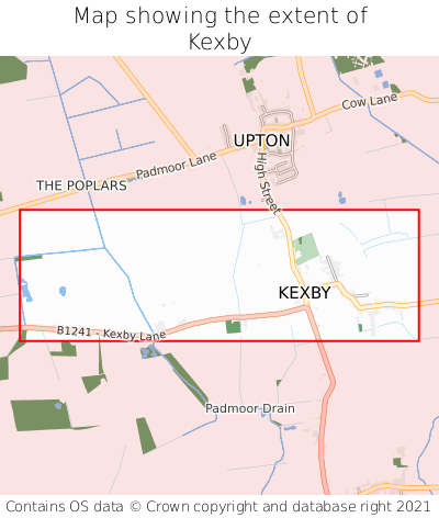 Map showing extent of Kexby as bounding box