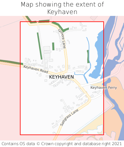 Map showing extent of Keyhaven as bounding box
