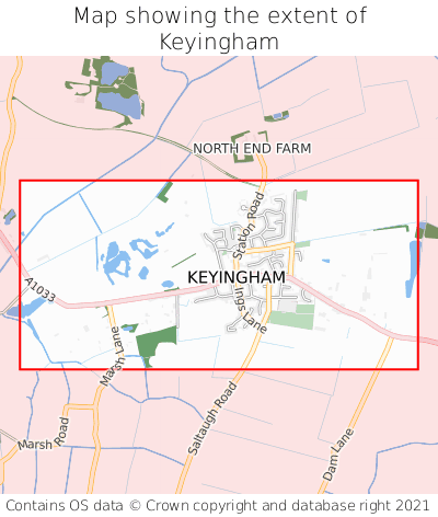 Map showing extent of Keyingham as bounding box