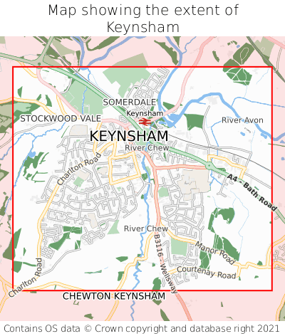 Map showing extent of Keynsham as bounding box
