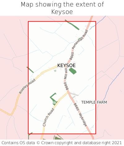 Map showing extent of Keysoe as bounding box