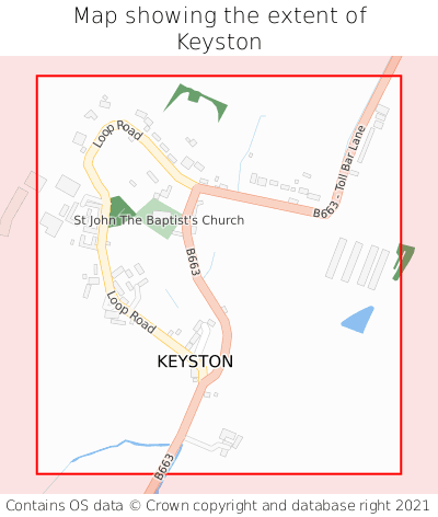 Map showing extent of Keyston as bounding box