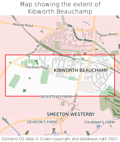 Map showing extent of Kibworth Beauchamp as bounding box
