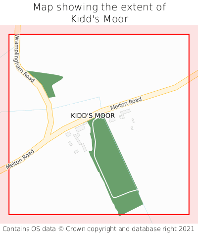 Map showing extent of Kidd's Moor as bounding box
