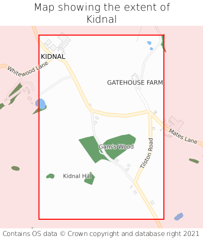 Map showing extent of Kidnal as bounding box