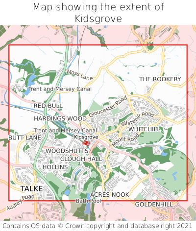 Map showing extent of Kidsgrove as bounding box