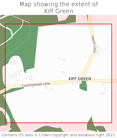 Map showing extent of Kiff Green as bounding box